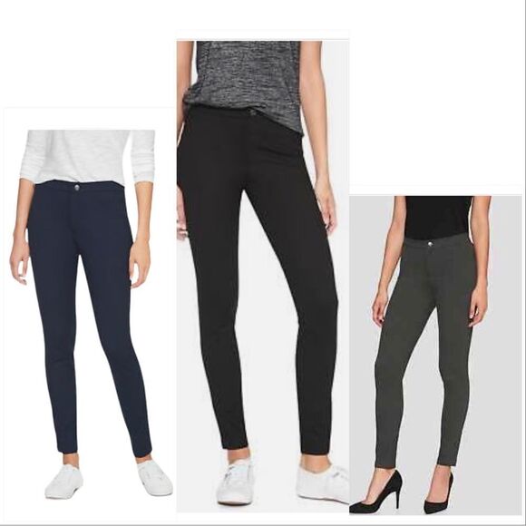 𝅺BANANA Republic 3 piece Mid rise Ponte Stretch Leggings in Black , Gray & Navy - Picture 1 of 12